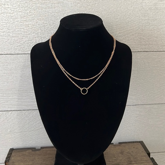 NWT - 1 left! - Connected Layered Necklace with a Chain & Circle Chain - Gold - Picture 2 of 6